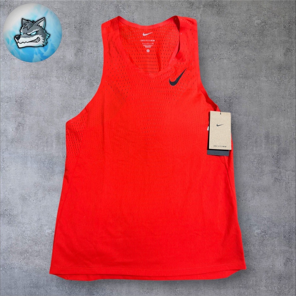 Nike ADV Aeroswift Running Singlet Light Crimson Tank FN4231-696 Mens Sz S
